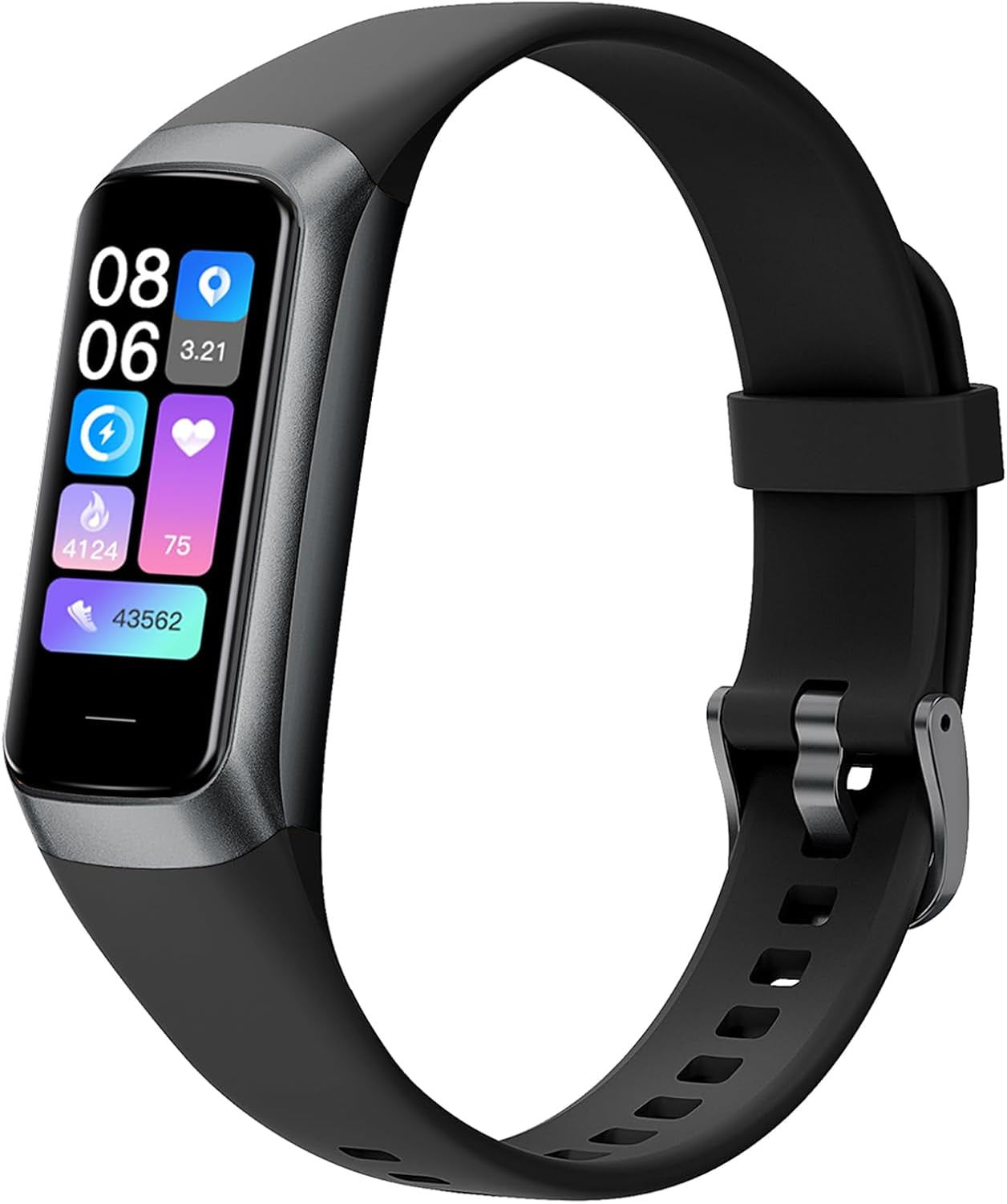 Health and Fitness Tracker for Men and Women, AMOLED Display, Compatible with Android & iOS, Features Alarm, Stopwatch, Blood Pressure Monitor, Calorie Tracking, and IP68 Waterproof Rating