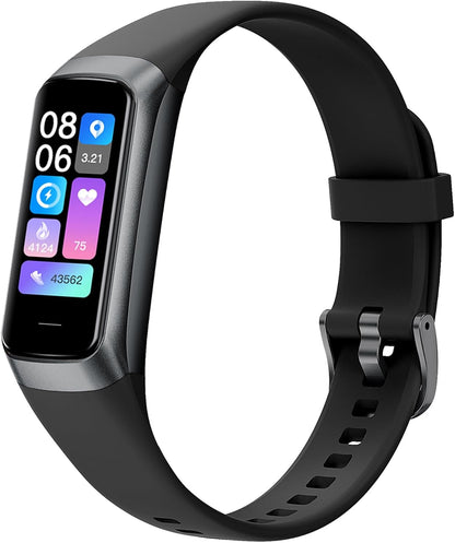 Health and Fitness Tracker for Men and Women, AMOLED Display, Compatible with Android & iOS, Features Alarm, Stopwatch, Blood Pressure Monitor, Calorie Tracking, and IP68 Waterproof Rating